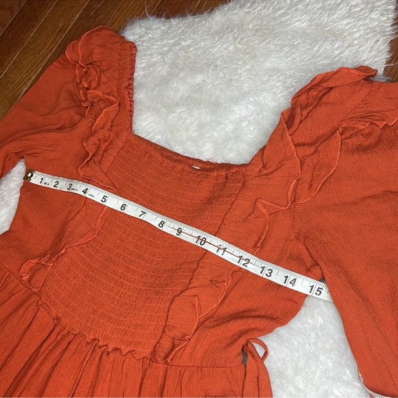 ❤️IN LOOM Rust Color Long Sleeve Tiered Bohemian Peasant Maxi Dress - Picture 4 of 8